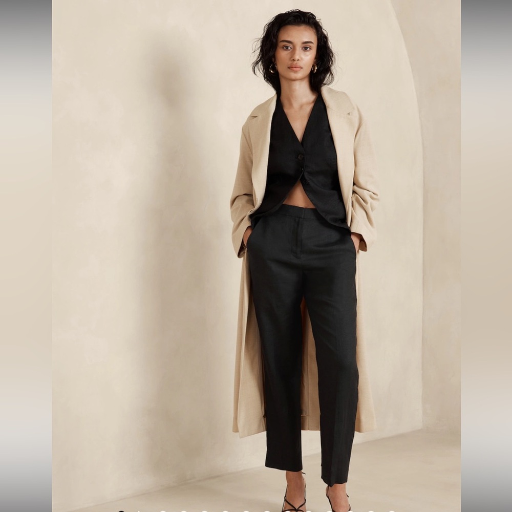 NWT Banana Republic Lina Slim Linen Pant - Size 6 Black